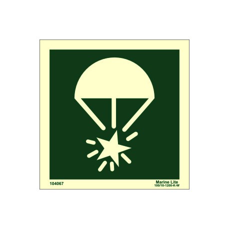 ROCKET PARACHUTE WITHOUT TEXT (15x15cm) Phot.Vin. IMO sign 104067 / LSS014