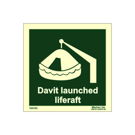 DAVIT LAUNCH LIFERAFT  (15x15cm) Phot.Vin. IMO sign 104103 / LSS004