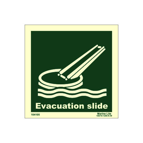 EVACUATION SLIDE  (15x15cm) Phot.Vin. IMO sign 104105 / LSS019
