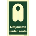 LIFEJACKETS UNDER SEATS  (15x25cm) Phot.Vin. IMO sign 104130