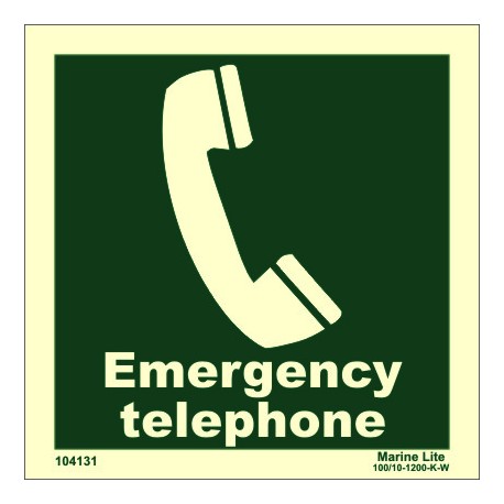 EMERGENCY TELEPHONE  (15x15cm) Phot.Vin. IMO sign 104131 / EES002