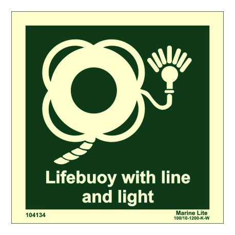 LIFEBUOY WITH LINE & LIGHT  (15x15cm) Phot.Vin. IMO sign 104134 / LSS008
