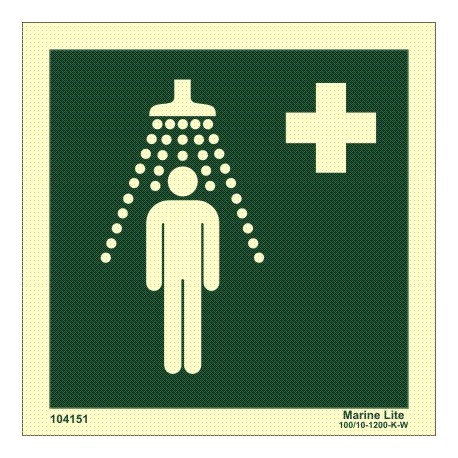 EMERGENCY SHOWER  (15x15cm) Phot.Vin. IMO sign 104151 / EES004