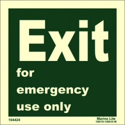 EXIT EMERGENCY USE ONLY  (15x15cm) Phot.Vin. IMO sign 104424