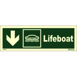 LIFEBOAT DOWN LEFT  (10x30cm) Phot.Vin. IMO sign 114308