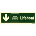 LIFEBOAT DOWN LEFT  (10x30cm) Phot.Vin. IMO sign 114308