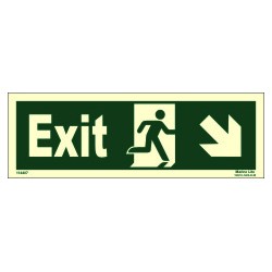 EXIT MAN RUN.ARROW SIDE DOWN RIGHT (10x30cm) Phot.Vin. IMO sign 114407
