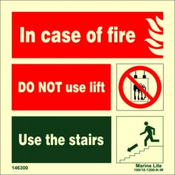 IN CASE OF FIRE/NO LIFT/STAIRS  (15x15cm) Phot.Vin. IMO sign 146300