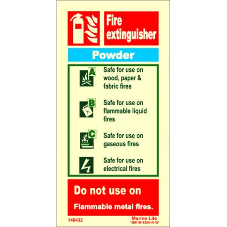FIRE EXTINGUISHER POWDER  (20x10cm) Phot.Vin. IMO sign 146432