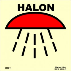 SPACE PROTECTED BY HALON  (15x15cm) Phot.Vin. IMO sign 156011