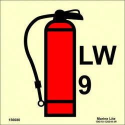 LIQUID WATER FIRE EXTINGUISHER 9KG  (15x15cm) Phot.Vin. IMO sign 156080