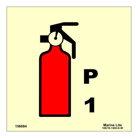 POWDER FIRE EXTINGUISHER 1KG  (15x15cm) Phot.Vin. IMO sign 156084