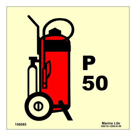 WHEELED POWDER FIRE EXTINGUISHER 50KG  (15x15cm) Phot.Vin. IMO sign 156085