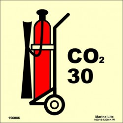 WHEELED CO2 FIRE EXTINGUISHER 30KG  (15x15cm) Phot.Vin. IMO sign 156086
