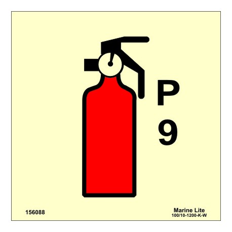 POWDER FIRE EXTINGUISHER 9KG  (15x15cm) Phot.Vin. IMO sign 156088