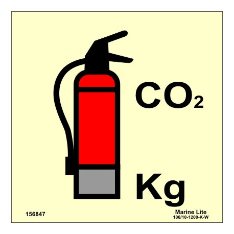 CO2 FIRE EXTINGUISHER  (15x15cm) Phot.Vin. IMO sign 156847