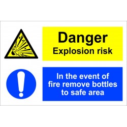 DANGER EXPLOSION RISK IN THE EVENT OF FIRE  (20x30cm) White Vin. IMO sign 173100WV