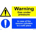 WARNING GAS UNDER PRESSURE / IN CASE OF FIRE REMOVE CYLINDERS  (20x30cm) White Vin. IMO sign 173102WV