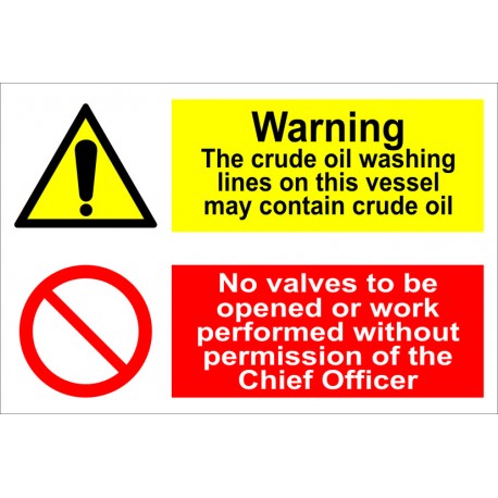 WARNING THE CRUDE OIL WASHING LINES NO V  (20x30cm) White Vin. IMO sign 173106WV