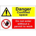 DANGER CONFINED SPACE / DO NOT ENTER WITHOUT A PERMIT  (20x30cm) White Vin. IMO sign 173110WV