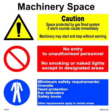 MACHINERY SPACE  (30x30cm) White Vin. IMO sign 173111WV