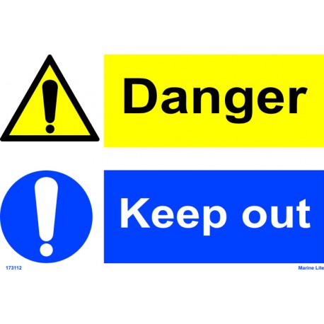 DANGER KEEP OUT  (20x30cm) White Vin. IMO sign 173112WV