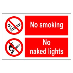 NO SMOKING/NO NAKED LIGHTS  (20x30cm) White Vin. IMO sign 178522WV