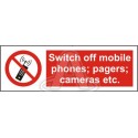 SWITCH OFF MOBILE PHONES, PAGERS, CAMERAS ETC  (15x30cm) White Vin. IMO sign 178570WV