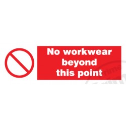 NO WORKWEAR BEYOND THIS POINT  (10x30cm) White Vin. IMO sign 178574WV