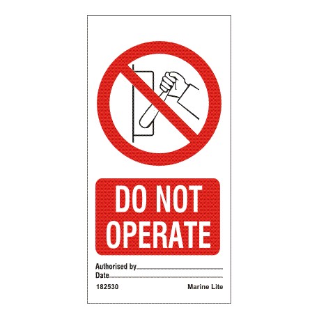 DO NOT OPERATE  (7,5x15cm) White Vin. IMO sign 182530-SET