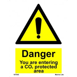 CAUTION,YOU ARE ENTER. CO2 PROTECTIVE AR  (20x15cm) White Vin. IMO sign 187545WV