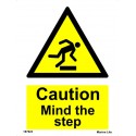 CAUTION MIND THE STEP  (20x15cm) White Vin. IMO sign 187623WV