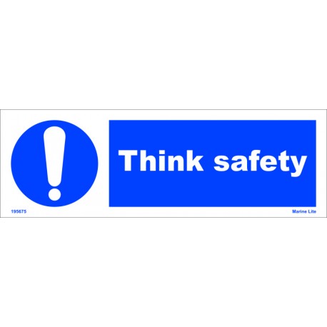 THINK SAFETY  (10x30cm) White Vin. IMO sign 195675WV