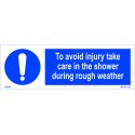 TO AVOID INJURY TAKE CARE IN THE SHOWER  (10x30cm) White Vin. IMO sign 195680WV