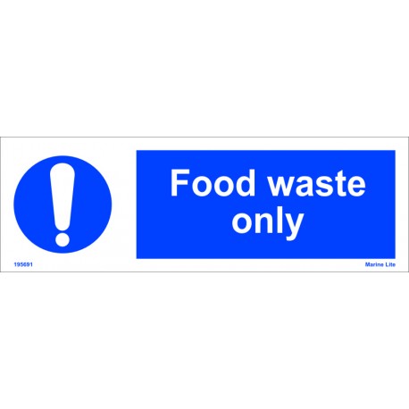FOOD WASTE ONLY  (10x30cm) White Vin. IMO sign 195691WV