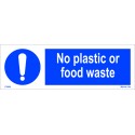 NO PLASTIC OR FOOD WASTE  (10x30cm) White Vin. IMO sign 195692WV