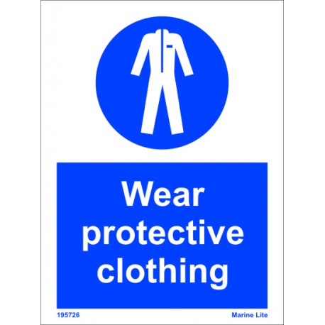 WEAR PROTECTIVE CLOTHING  (20x15cm) White Vin. IMO sign 195726WV