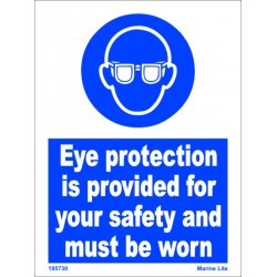 EYE PROTECTION IS PROVIDED  (20x15cm) White Vin. IMO sign 195730WV