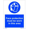 FACE PROTECTION-TO BE WORN IN AREA  (20x15cm) White Vin. IMO sign 195732WV