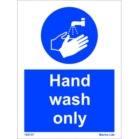 HAND WASH ONLY   (15x20cm) White Vin. IMO sign 195737WV