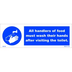 ALL HANDLERS OF FOOD MUST WASH  (10x30cm) White Vin. IMO sign 195745WV