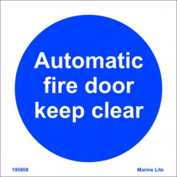 AUTOMATIC FIRE DOOR KEEP CLEAR  (15x15cm) White Vin. IMO symbol 195808WV