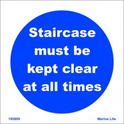 STAIRCASE MUST BE KEPT CLEAR AT ALL TIME  (15x15cm) White Vin. IMO symbol 195809WV