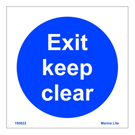 EXIT-KEEP CLEAR  (15x15cm) White Vin. IMO symbol 195822WV