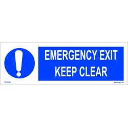 EMERGENCY EXIT KEEP CLEAR  (15x45cm) White Vin. IMO symbol 195830WV