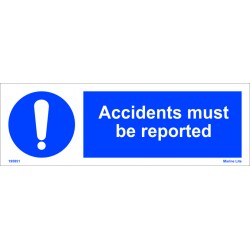 ACCIDENTS MUST BE REPORTED (10x30cm) White Vin. IMO symbol 195851WV