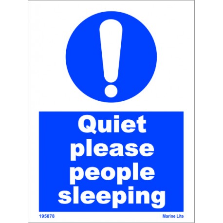 QUIET PLEASE PEOPLE SLEEPING  (20x15cm) White Vin. IMO symbol 195878WV