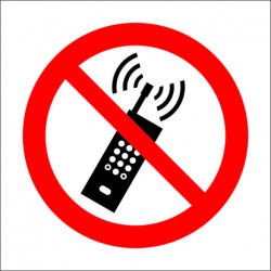 Señal IMO PROHIBIDO TELÉFONOS MÓVILES (15x15cm) vinilo blanco autoadhesivo 208510WV / PSS011