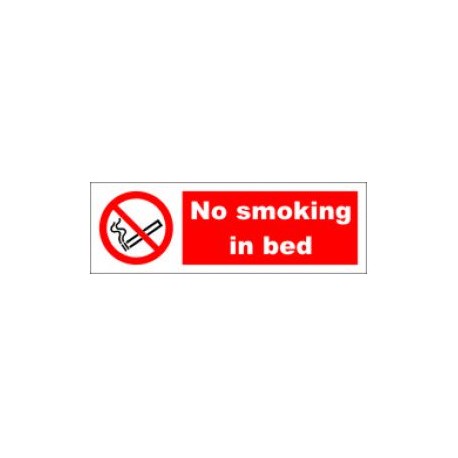 NO SMOKING IN BED  (10x30cm) White Vin. IMO symbol 208520WV