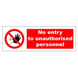 NO ENTRY TO UNAUTHORIZED PERSONNEL (10x30cm) White Vin. IMO symbol 208544WV